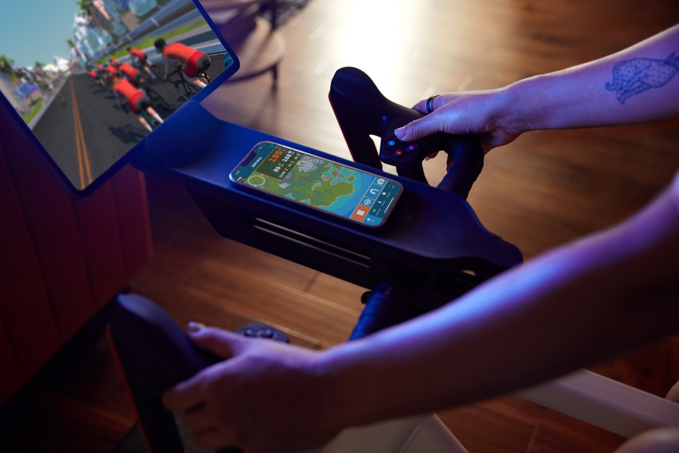 Pair your ride with the Zwift companion app to track current rides, find events and more.