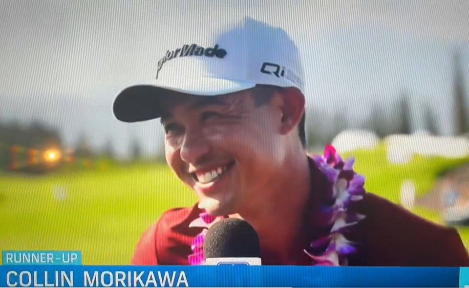 Morikawa was all smiles after swearing in a live TV interview
