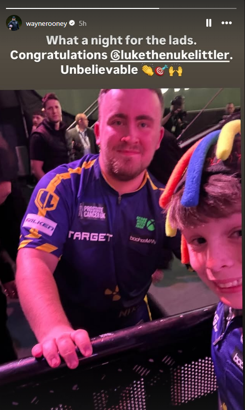 Littler posed for photos with Rooney's son at Ally Pally